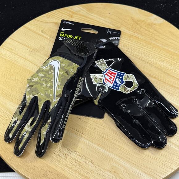 Nike Vapor Jet 6.0 NFL Salute To Service Black Camo Football Gloves Men's Large - Picture 2 of 6